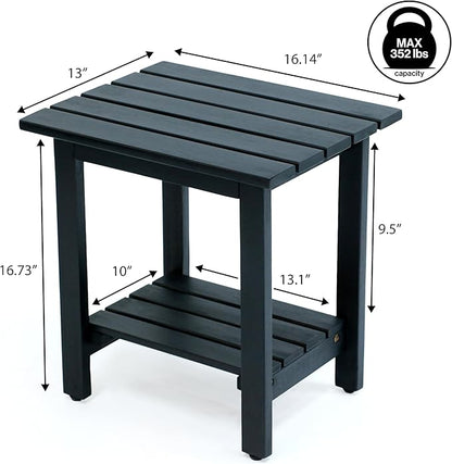 JONATHAN Y END6001B Kellie 16.1" Cottage Classic Slatted Solid Acacia Wood Indoor/Outdoor Side Table with Shelf for Patio, Garden, Bathroom, Living Room, Black