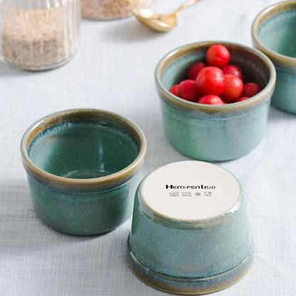 8 oz Ceramic Ramekins Set of 4, Individual Baking Cups | Reactive Glaze, Oven Safe, Ideal for Creme Brulee, Souffle, Custards, Dips & Appetizers