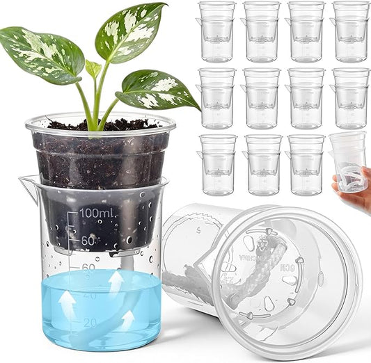 30 Pcak 2.2'' Small Self Watering Planters for Indoor Plants Mini Clear Pots with Water Level Indicator Plastic Automatic-Watering Pot with Drainage Holes for Semi-hydroponic African Violet