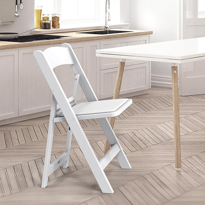 VINGLI Resin Folding Chairs with Cushion, Foldable Plastic Chair with Comfortable Padded Seats, Perfect for Event Party Indoor Outdoor, White, 2 PC