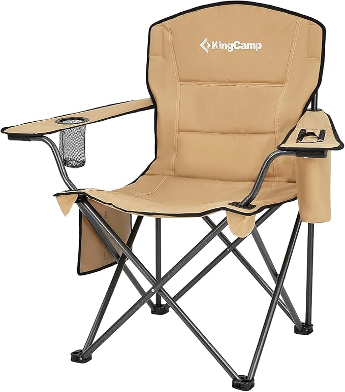 KingCamp Heavy Duty Oversized Comfy Folding Outdoor Portable Lawn Adults Bag Chair with Cooler for Outside Camp, Sports, Picnic, Stadium…