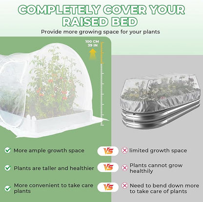 Hiraliy Garden Netting for Raised Beds,Garden Bed Cover Instant Pop-Up,Portable Garder Cover for Raised Garden Bed,Crop Cage for Protecting Plant for Indoor Outdoor,Elevated Bottom,59 X 27.5 X 39