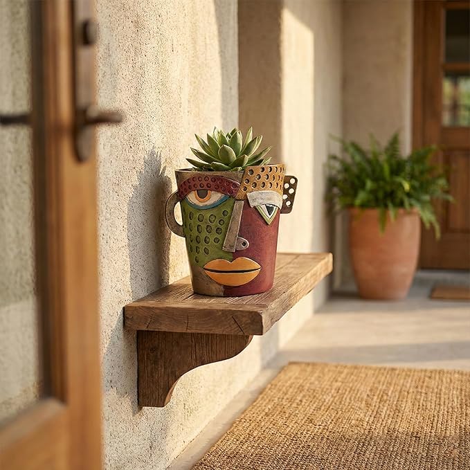 Colorful Face Planters Pots Head with Drainage Resin Large Decorative Plant Pots, Unique Planters for Indoor Plants and Outdoor Patio Flower Pot Funny Garden Succulents Pot