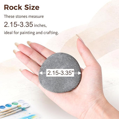 ROCART 100 PCS Large 2.15-3.35" Smooth Natural River Rocks for Painting, Flat Painting Rocks & Craft Stones for Arts, Kindness Rocks, Garden & Classroom Projects