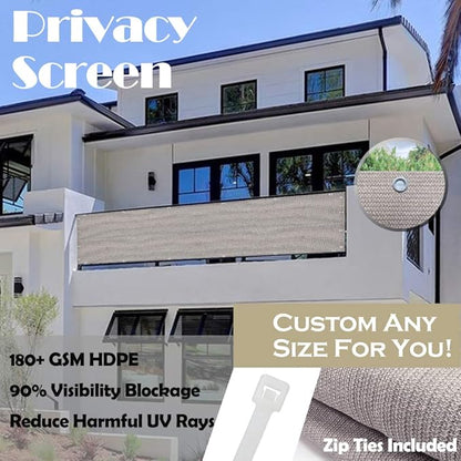 Alion Home© HDPE Privacy Screen Mesh for Pool, Patio, Deck, Balcony, Railing, Fence. No Black Trim. (3' x 6', Smoke)