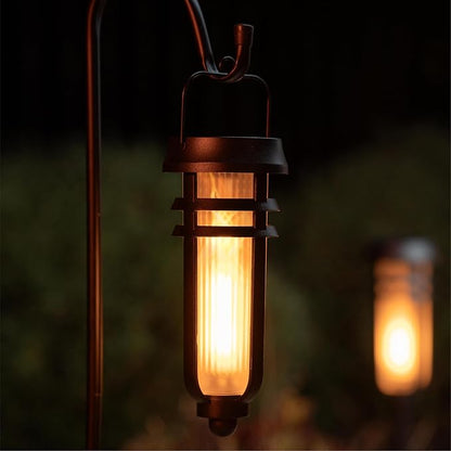 Metal Solar Torch Lights - Adjustable Height (24" - 50"), Outdoor Garden Decor with Patented LED, Waterproof Solar Tiki Torches for Yard, Patio, Garden Pathway, Matte Black – 2 Pack