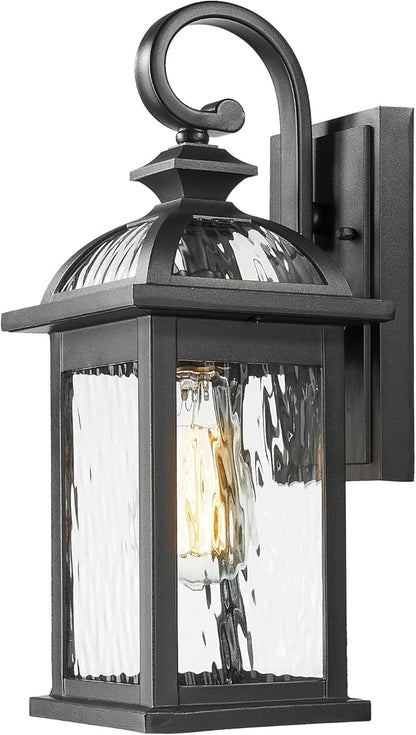 Outdoor Sconce Lights Waterproof Outside Light Fixtures for House Matte Black Finish Water Ripple Glass 21 Inch Large Garage Outdoor Wall Lamp E26 Socket