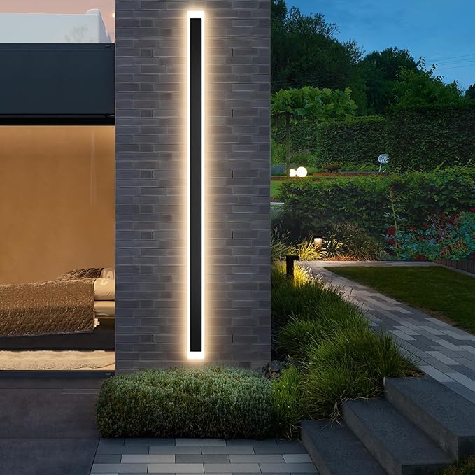 1-Pack 59inch Modern Outdoor Wall Lights, LED Wall Light Outdoor Lights Fixture for Patio Wall Mount, IP65 Waterproof Black Outside Lights for House, Garage, Porch (3000k)