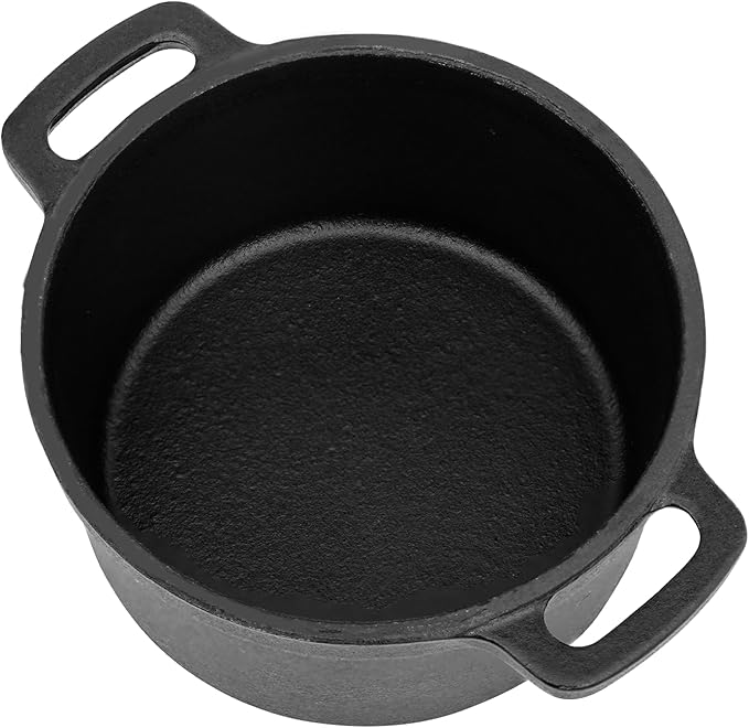 Flavehc Mini Cocotte 16 oz Pre-Seasoned Mini Dutch Oven 0.5 qt. Cast Iron Garlic Roaster for Oven Garlic Confit Pot Ramekins with Lids Oven Safe Set of 2