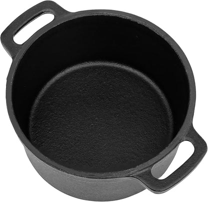 Flavehc Mini Cocotte 16 oz Pre-Seasoned Mini Dutch Oven 0.5 qt. Cast Iron Garlic Roaster for Oven Garlic Confit Pot Ramekins with Lids Oven Safe Set of 2