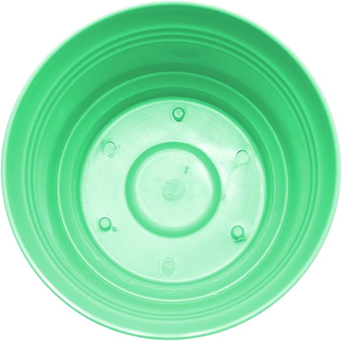 Bloem Saturn 7" Mint Green Round Resin Planter Pot with Snap-in Saucer for Indoor and Outdoor Gardening