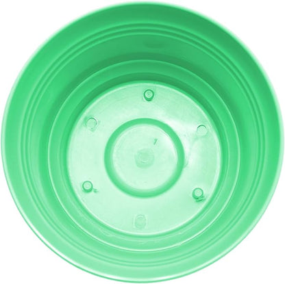 Bloem Saturn 7" Mint Green Round Resin Planter Pot with Snap-in Saucer for Indoor and Outdoor Gardening