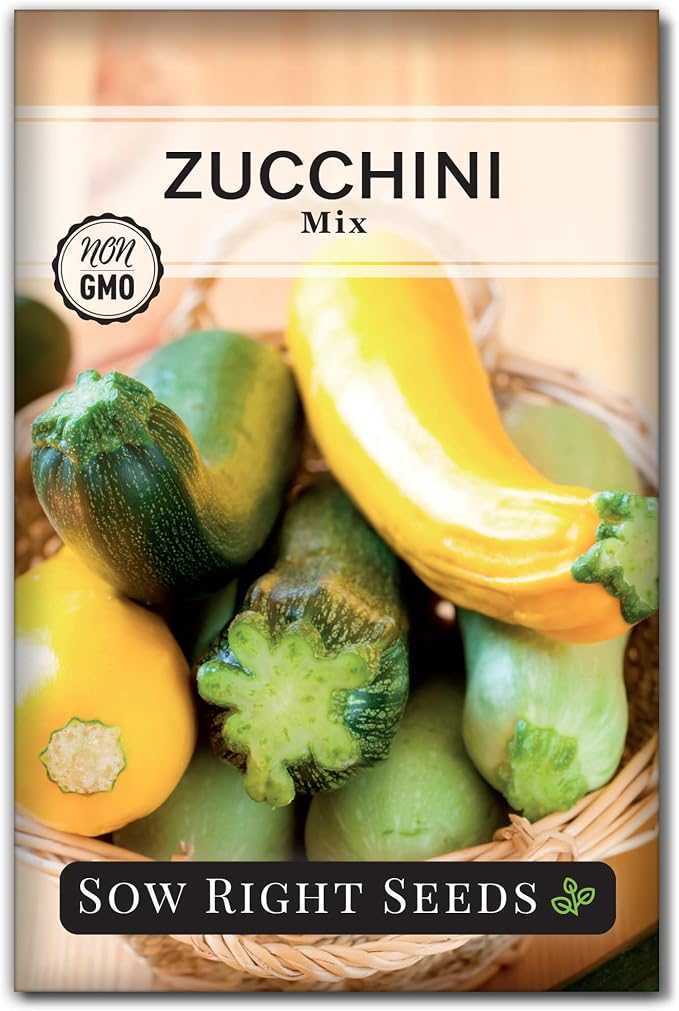 Sow Right Seeds - Zucchini Mix Seed for Planting - Non-GMO Heirloom Packet with Instructions to Plant and Grow an Outdoor Home Vegetable Garden - Vigorous and Productive Variety Pack (1)