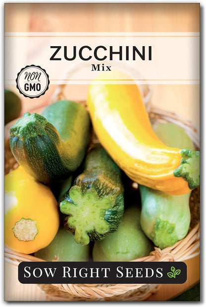 Sow Right Seeds - Zucchini Mix Seed for Planting - Non-GMO Heirloom Packet with Instructions to Plant and Grow an Outdoor Home Vegetable Garden - Vigorous and Productive Variety Pack (1)