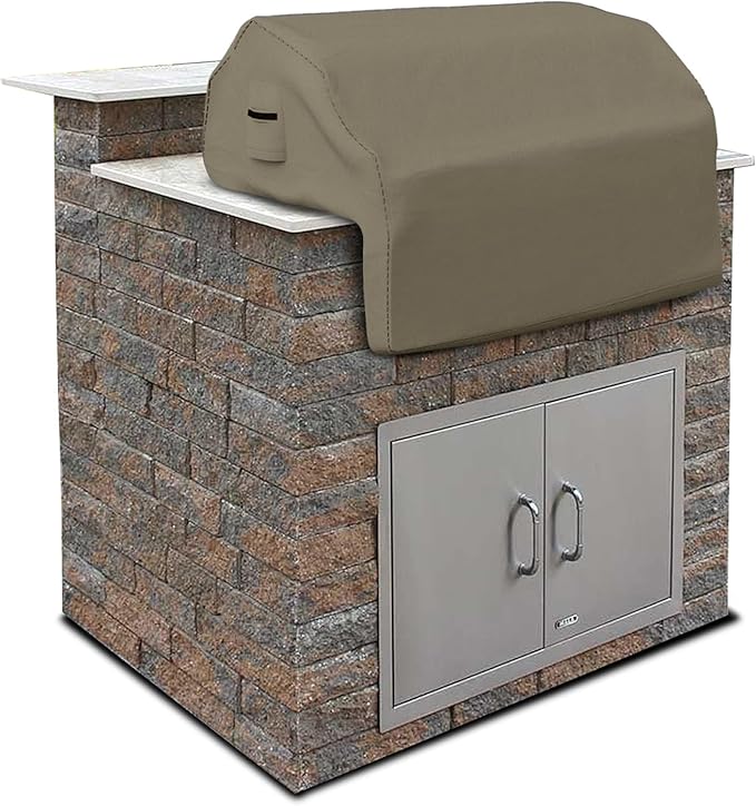 Covers & all Built-in Outdoor Grill Cover, Durable 12 Oz Waterproof Cover Max Material with Air Pocket & Elastic for Snug Fit (48" W x 27" D x 26" H Inches, Beige)