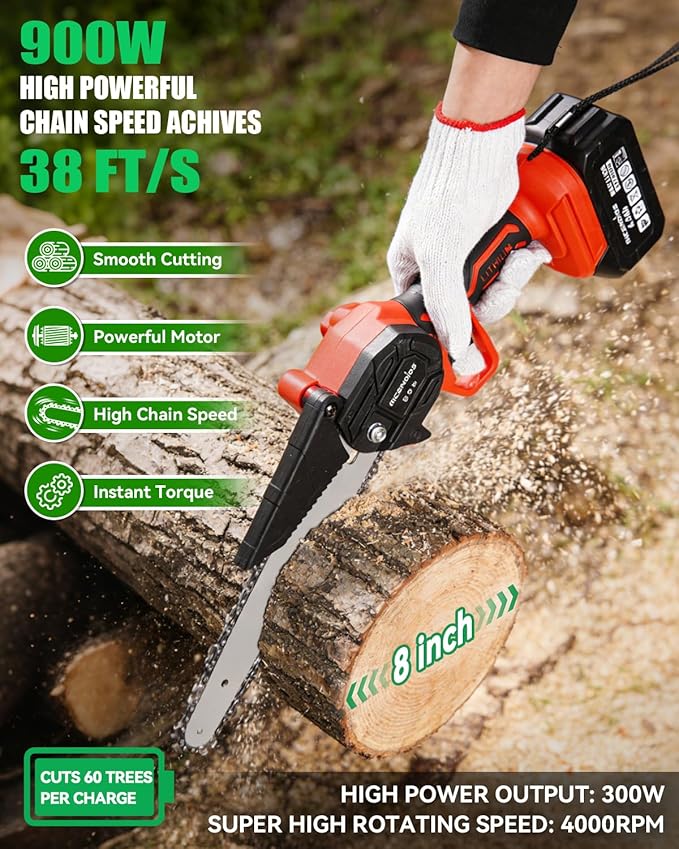 4-in-1 Cordless Pole Saw & Pruning Shears Combo Kit, 21V Electric Tree Trimmer with 180° Rotating Head, 16ft Max Reach, 8" Chainsaw & 2 x 4.0Ah Battery Powered Brushless Tree Pruner