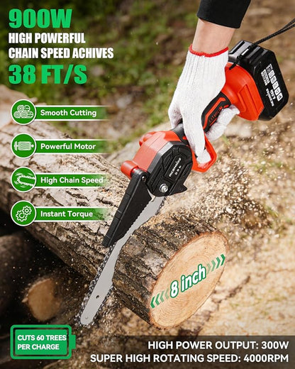 4-in-1 Cordless Pole Saw & Pruning Shears Combo Kit, 21V Electric Tree Trimmer with 180° Rotating Head, 16ft Max Reach, 8" Chainsaw & 2 x 4.0Ah Battery Powered Brushless Tree Pruner