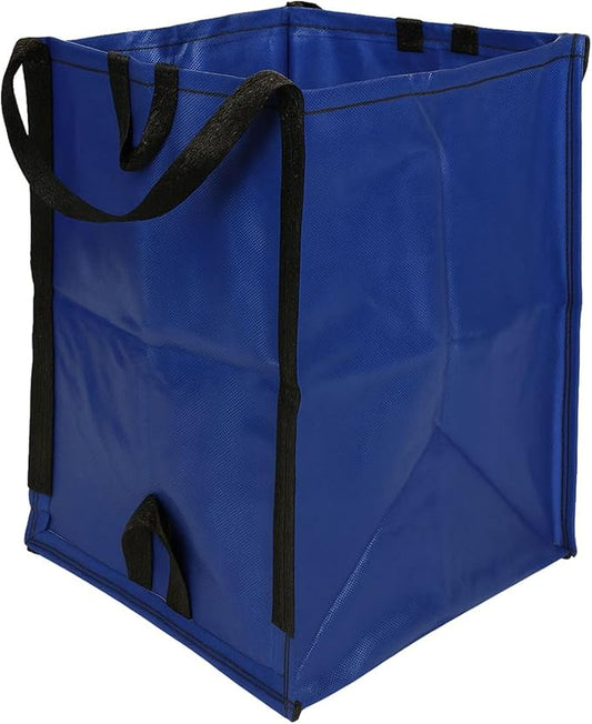 DURASACK Heavy Duty Home and Yard Waste Bag 48-Gallon Woven Polypropylene, Reusable Lawn and Leaf Garden Bag with Reinforced Carry Handles, Pop-Up Self-Standing Garbage Can, Blue (Pack of 2)