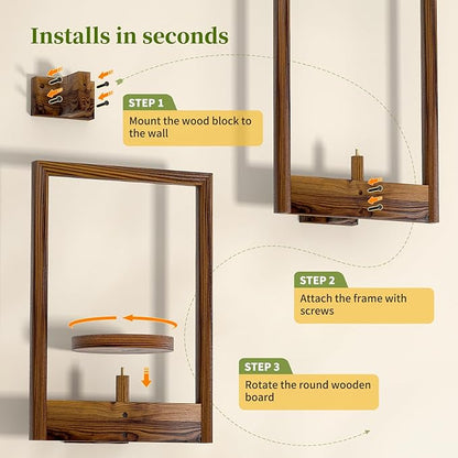 NATURE'S SOURCE Hanging Planters for Indoor Plants Wall Decor, Wooden Floating Shelves for Wall Planter, Window Plant Shelves Hold 22 lbs, Farmhouse Decor 16.5" x 11.8" (3 Pack)