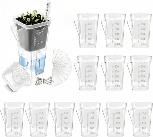 12 Pack 2.5" Self Watering Pots for Indoor Plants,Small Clear Plastic Planters with Water Level Indicator & Drainage Holes for Alocasia Propagation, African Violets, Seedlings, Cuttings and Succulents