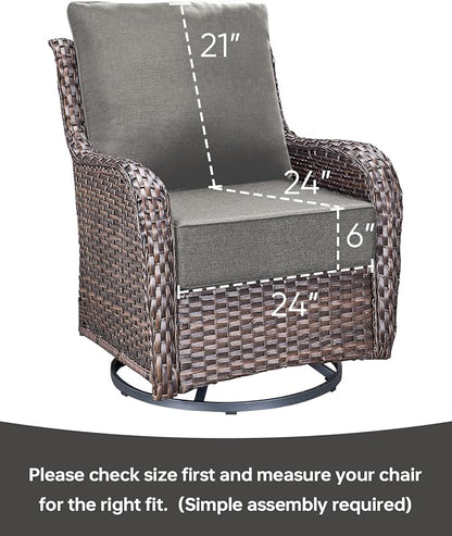 Luxury 24x24x6 Inch Outdoor Chair Cushions Set of 4 - Heavy Duty Water-Resistant Comfortable Cushion for Patio Furniture Set Dining Gliding Rocking Chairs Loveseat L-Shape Sofa - Grey