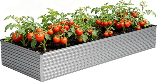 Vengarus 12x4x2FT Galvanized Raised Garden Bed Kit, Deep Root Planter Box Outdoor Large Planter Raised Beds for Planting Flowers,Vegetables and Herbs-Silver
