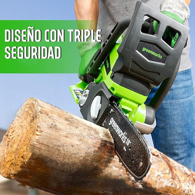 Greenworks 24V 10" Cordless Chainsaw, 2.0Ah Battery and Charger Included