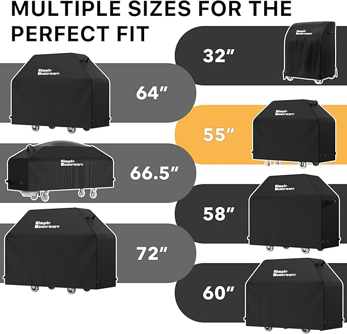 Simple Houseware 55 in. Heavy-Duty BBQ Gas Grill Cover, 600D Polyester Waterproof, Weather-Resistant