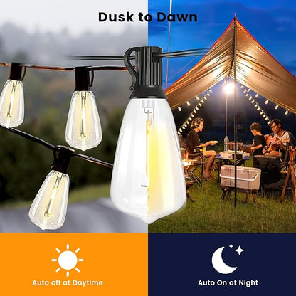 300FT Solar String Lights Outdoor Waterproof, Solar Patio Lights with Remote Control & 90+5 Dimmable ST38 Edison Bulbs Shatterproof,Solar Powered String Lights for Outside Garden Backyard