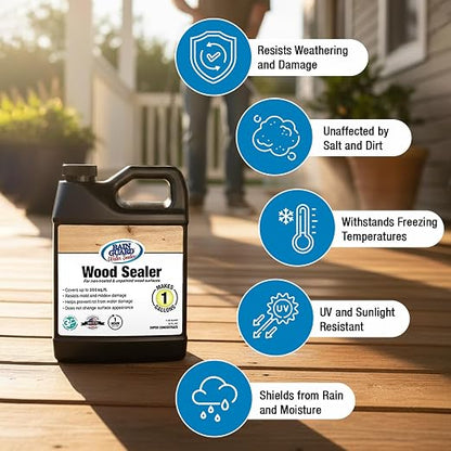 Rain Guard Wood Sealer Concentrate SP-8001 | Makes 1 Gallon | Protects Wood from Water Damage, Rotting, and Stains | Water Based Silane/Siloxane | Eco-Friendly | VOC-Free | Natural Finish