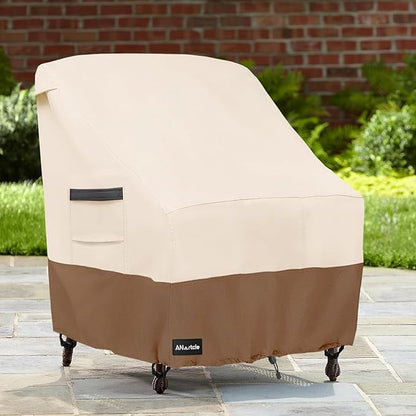 Outdoor Swivel Lounge Chair Cover 2 Pack,Waterproof Heavy Duty Lawn Patio Chair Covers,Patio Swivel Chair Covers for Outdoor Furniture (33 W x 35 D x 38.5 H inches)Beige&brown