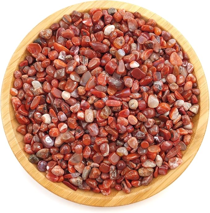 Decorative Stones, 1 Lb/460g (Fill 0.9 Cup) Natural Red Agate Pebbles Irregular Crystal Rock Gravel for Aquarium Turtle Tank Decoration/Succulent Plant Landscape/Flowerpot Vase Ornament