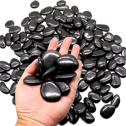Black Rocks - Polished MD (1 to 2 Inch), 10 lbs Decorative for Gardens, Landscaping, Succulents & Pots
