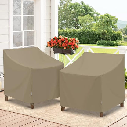 SunPatio Waterproof 2 Pack Oversized 40" Chair Covers & 120“ Sectional Sofa Cover Bundle