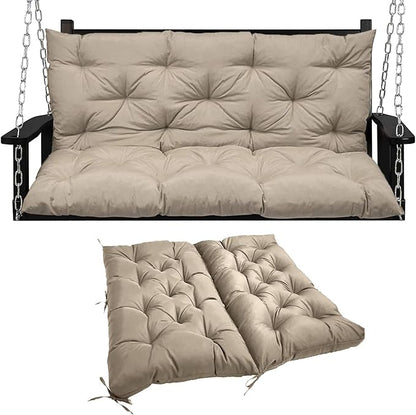 Swing Replacement Seat Cushions, 2-3 Seater Bench Cushions for Outdoor Furnitur with Backrest, Garden Recliner Seat Cushions Waterproof Sofa Pads (Khaki, 60x40in)