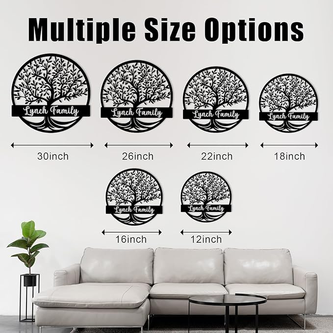 Custom Tree of Life Monogram Name Signs | Personalized Metal Letters Wall Art | Outdoor Balcony & Porch Garden Decor