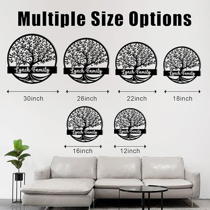 Custom Tree of Life Monogram Name Signs | Personalized Metal Letters Wall Art | Outdoor Balcony & Porch Garden Decor
