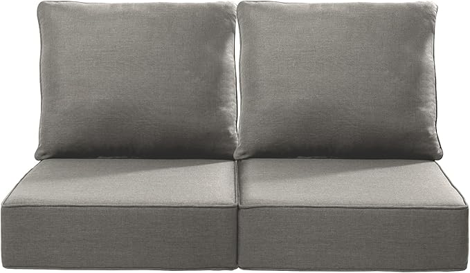 Luxury 22x24/22x25 6-Inch Outdoor Seat Cushions - Set of 2 Water Resistant Patio Chair Comfortable Cushion for Rattan Dining Rocker Glider Chairs Loveseat Couch Sectional Sofa - Grey