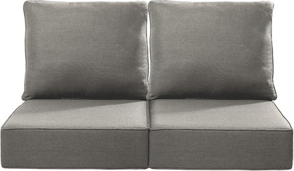 Luxury 22x24/22x25 6-Inch Outdoor Seat Cushions - Set of 2 Water Resistant Patio Chair Comfortable Cushion for Rattan Dining Rocker Glider Chairs Loveseat Couch Sectional Sofa - Grey