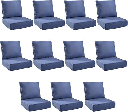 Outdoor Cushion Set for Furniture Patio Furniture, UV Resistant, Water Resistant - 6 Inch Thick Foam Garden Cushions – 22x24 Inch Patio Seat Covers for Chair/Sofa/Couch | Blue | 11-Pack |