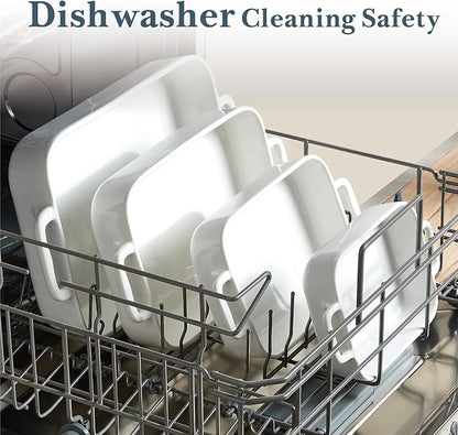 ONEMORE Casserole Dishes for Oven,9.5"x15.4" Baking Dishes Set of 4,Ceramic Bakeware Sets with Handles for Cooking, Baking,Serving, Wedding and Gifting, Baking Pan White , Microwave & Dishwasher Safe(7.5"/11.2"/13.4"/15.4")