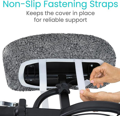 Vive Mobility Knee Scooter Pad Cover - Soft Plush Adult Sheepskin Memory Foam Cushion, Walker Accessory for Knee Roller, Padded Leg Cart Improves Comfort with Injury, Universal Fit (Gray)