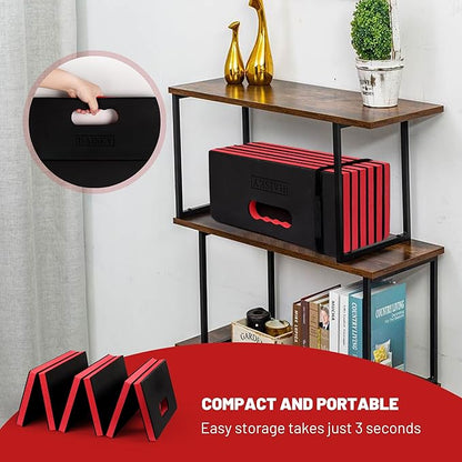 Foldable Extra Thick Kneeling Pad, 44.9 * 15.8 * 0.9" Portable EVA Foam Mechanic Mat for Garage, Gardening, Yardwork, Workshop, Red & Black