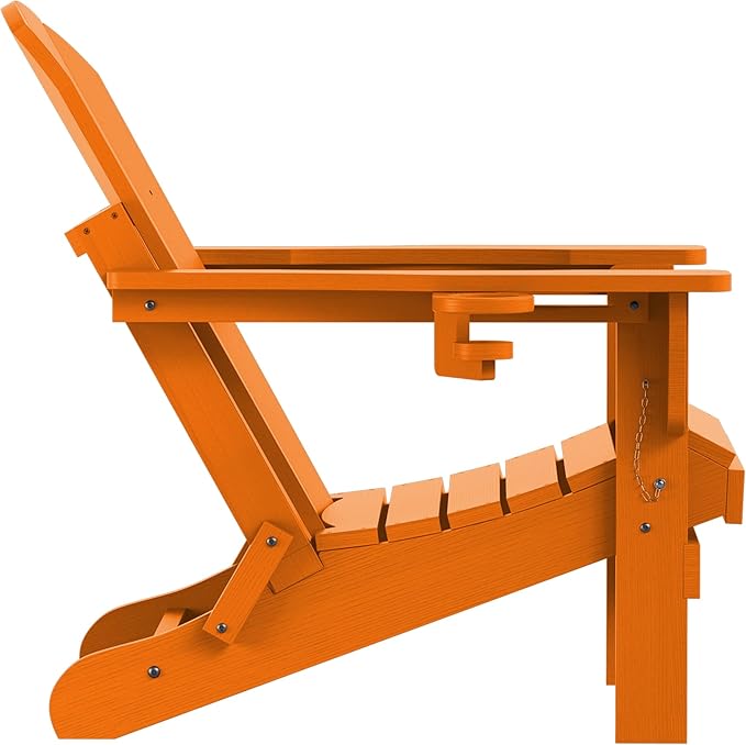 SERWALL Adirondack Chair for Patio Garden Outdoors Heavy All-Weather Fire Pit Chairs - Orange