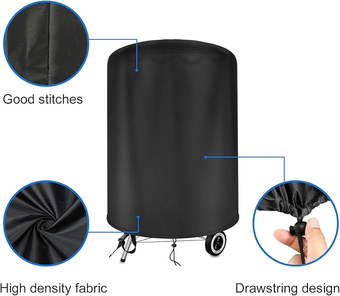 Small Grill Cover for Outdoor Grill BBQ,Waterproof, UV & Fade Resistant,for Weber 18 Inch Charcoal Kettle Grill,Round Kettle Grill (18 Inch/Black)