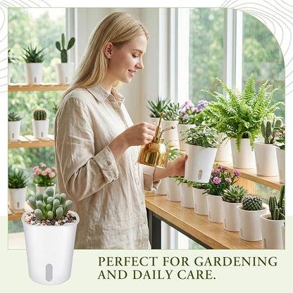Ziliny 20 Pcs 3.74 Inch Self Watering Pots Self Watering Planters for Indoor Planters Plastic Garden Flower Pots with Level Indicator Vents for Herbs