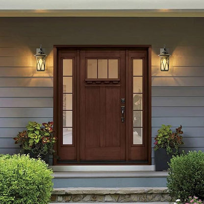 Outdoor Porch Light Wall Mount,18'' Exterior Waterproof Wall Lighting Fixtures,Wall Sconce Light with E26 Socket & Water Ripple Glass Shades, Matte Black Outside Wall Lantern for Patio Front Door