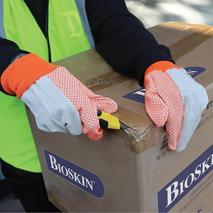 9505A Canvas Textile Work Gloves, 10 oz Cotton/Polyester with Orange PVC Dots, Knit Wrist, General-Purpose | Men's, One Size Fits Most, Pack of 12