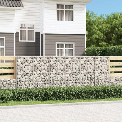 Galvanized Steel Gabion Wall with Covers, Gabion Mesh Wire Wall Panel Galvanized Steel Garden Stone Wire Basket Fencing Patio Decorative Fence, 118"x19.7"x39.4",-190