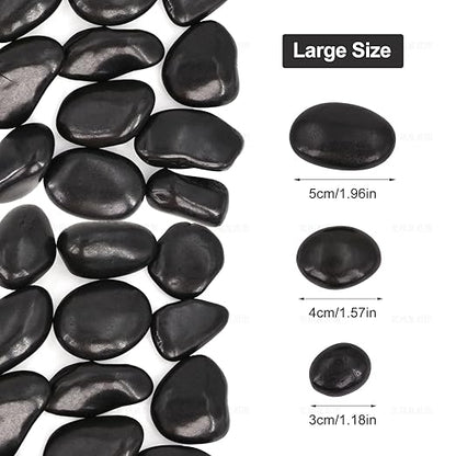 10Ib Black River Rocks for Landscaping-Polished Pebbles for Plants-Garden Decorative Stones-1-2 Large Plant Rocks,Ideal for Aquarium, Home Decor